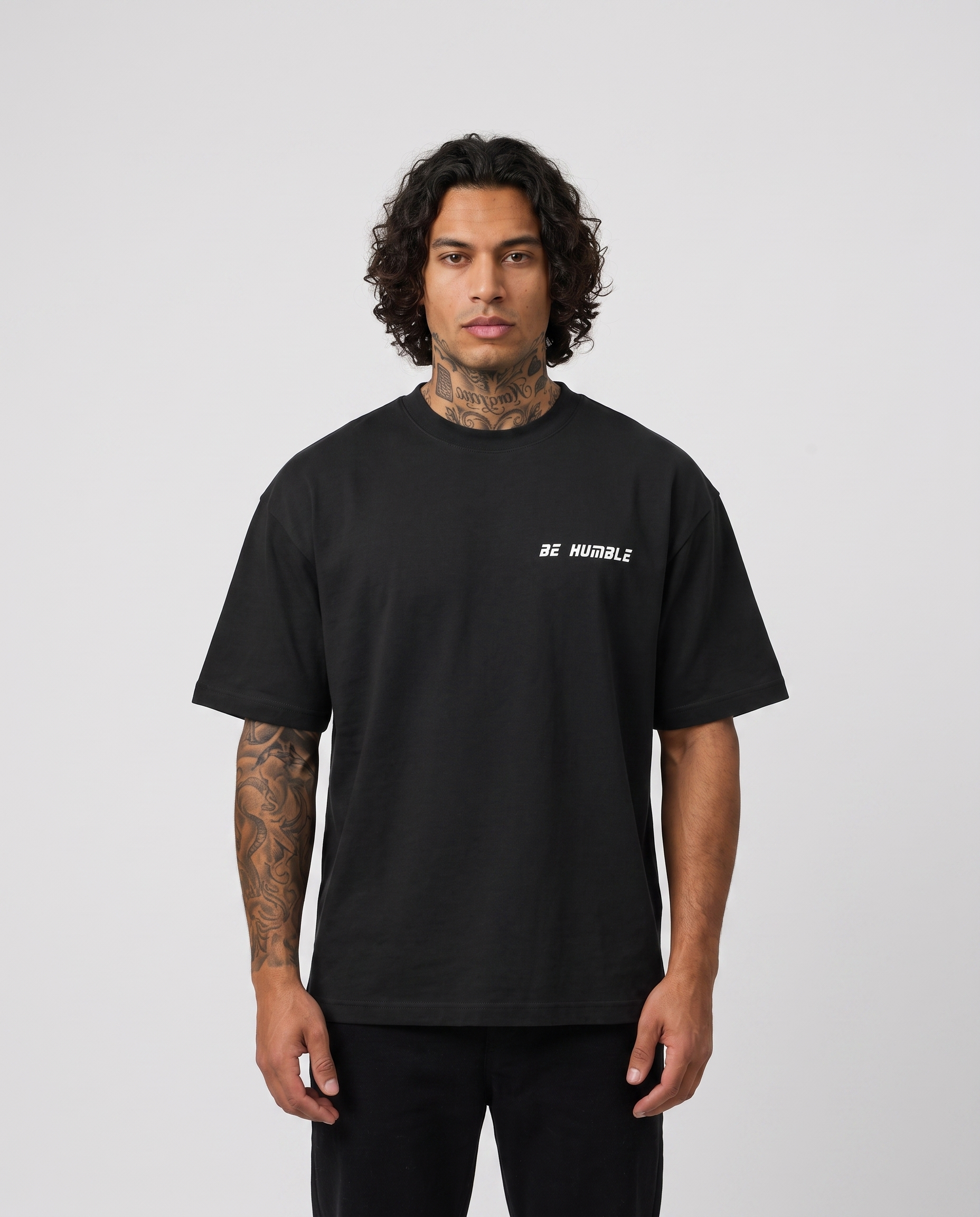 Initial Vintage Black tee - front on model