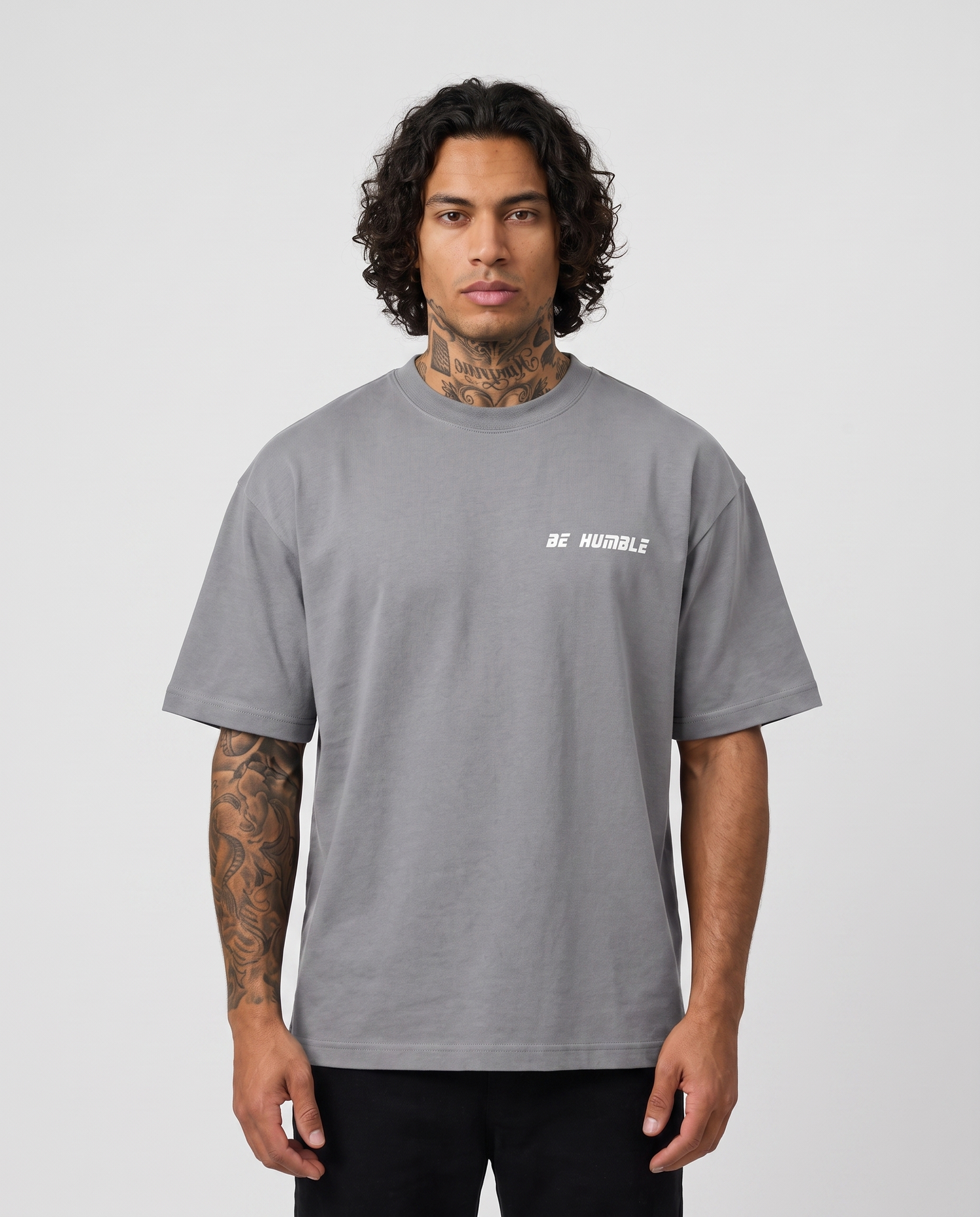 Elegance Grey tee - front on model