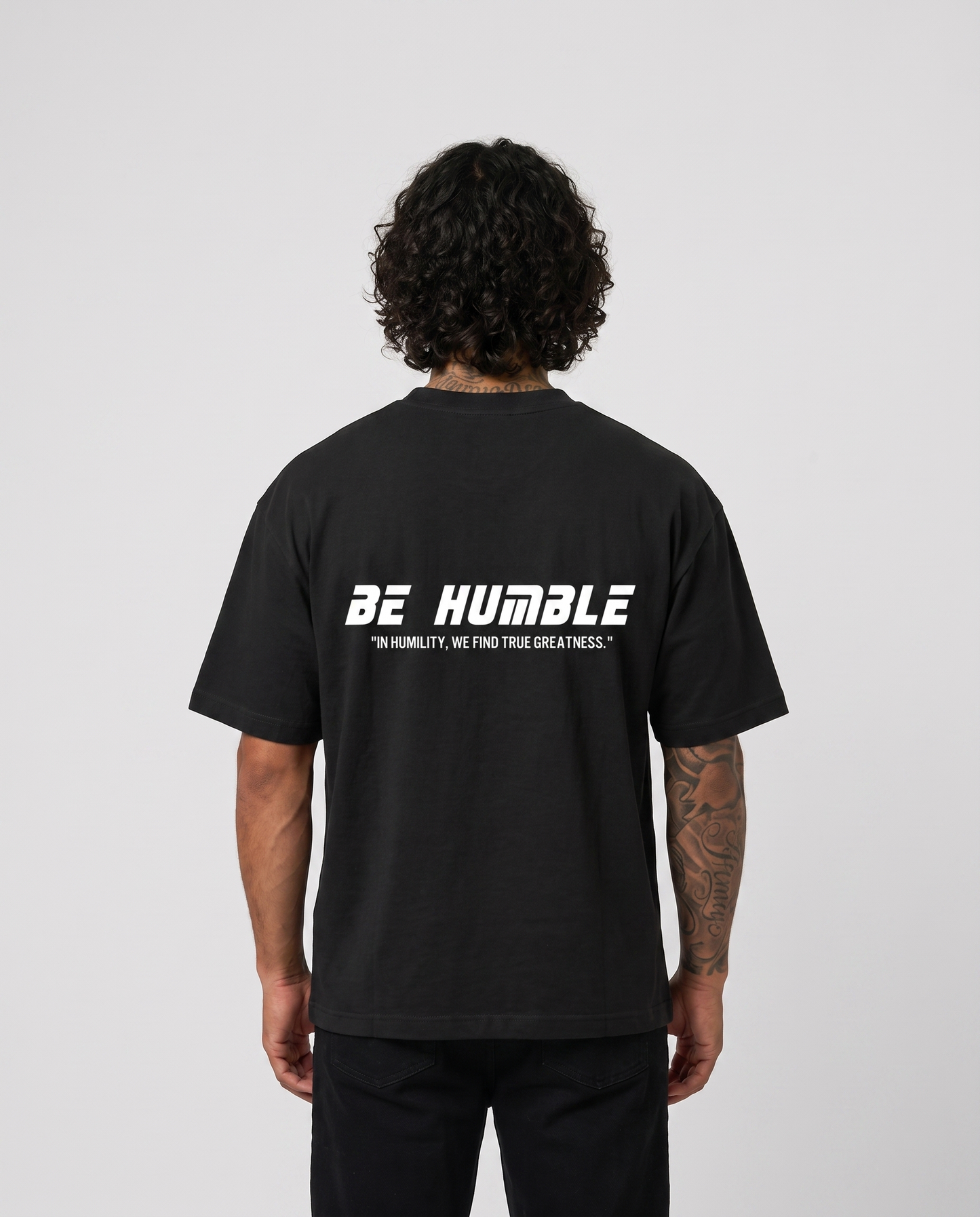 Initial Vintage Black tee - back on model
