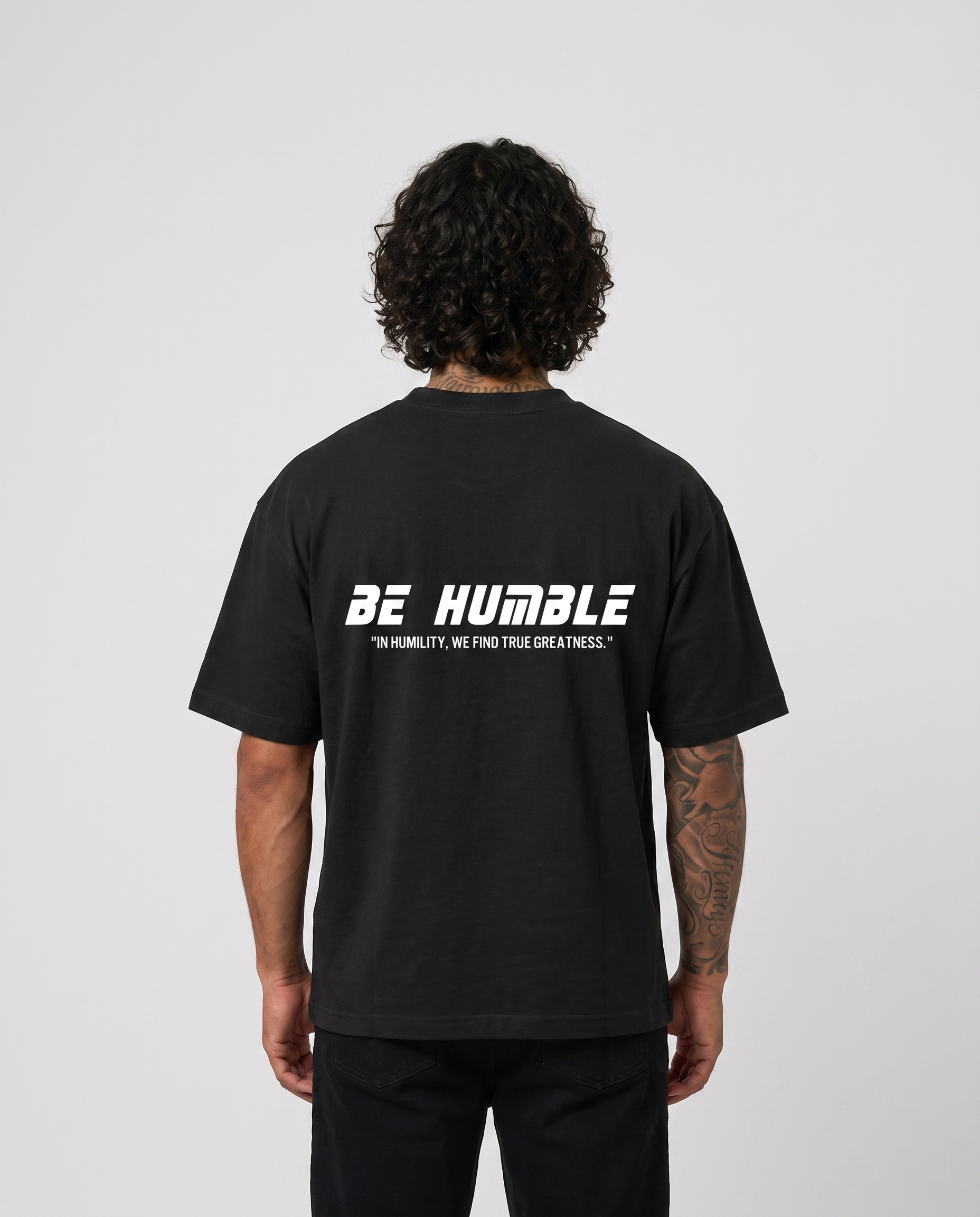 Initial Vintage Black tee - back on model