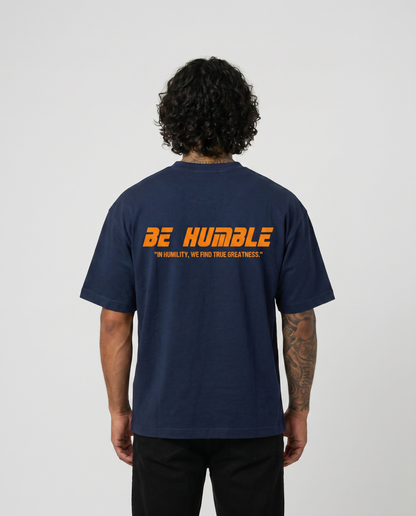 Navy Blue x Orange tee - back on model